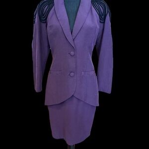 Vintage Casadei Purple Blazer Skirt Set